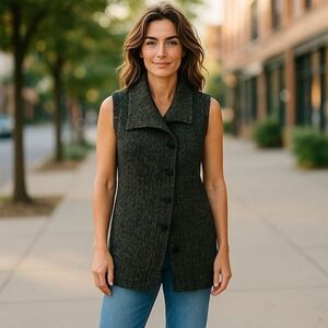 Soft Surroundings Women's Wool Blend Sweater Vest Cardigan Size Small